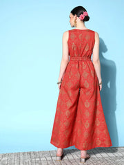 Women Solid Orange Jumpsuits & Sets
