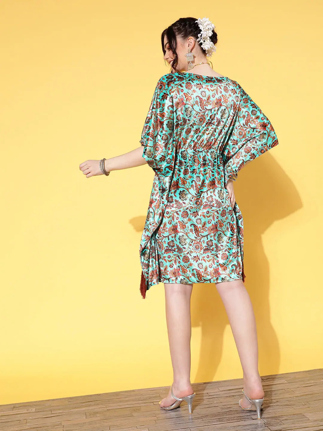 Sea Green Velvet Kaftan | Resort Wear Kaftans for Women