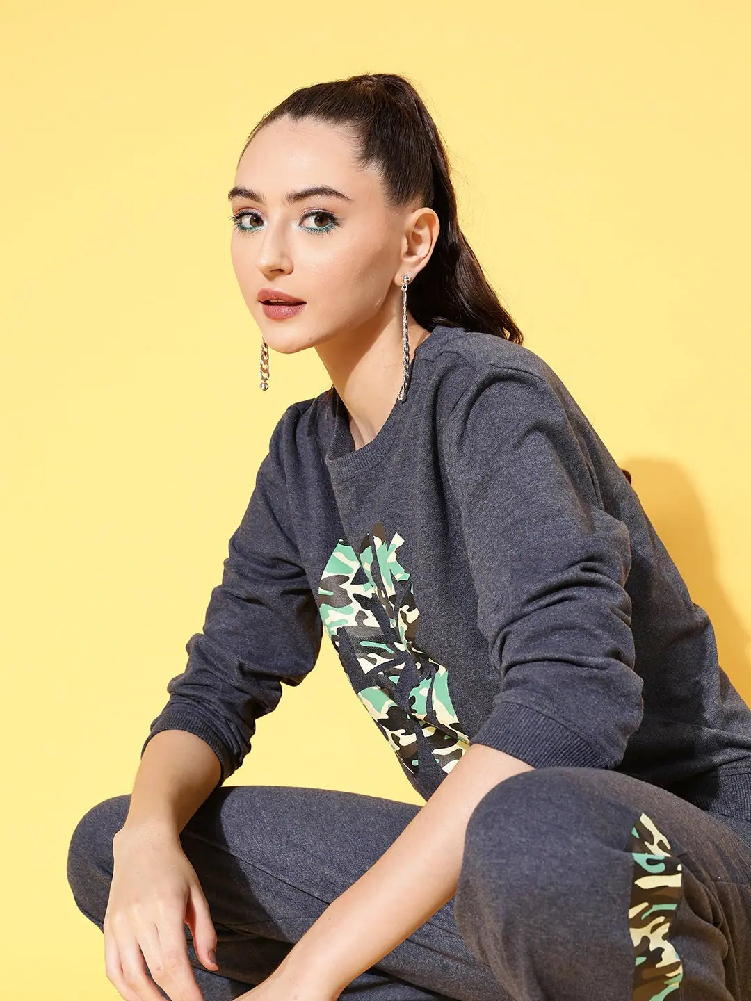 Women's Blue Terry ROCK OUT Sweatshirt - Stylish Cotton Top