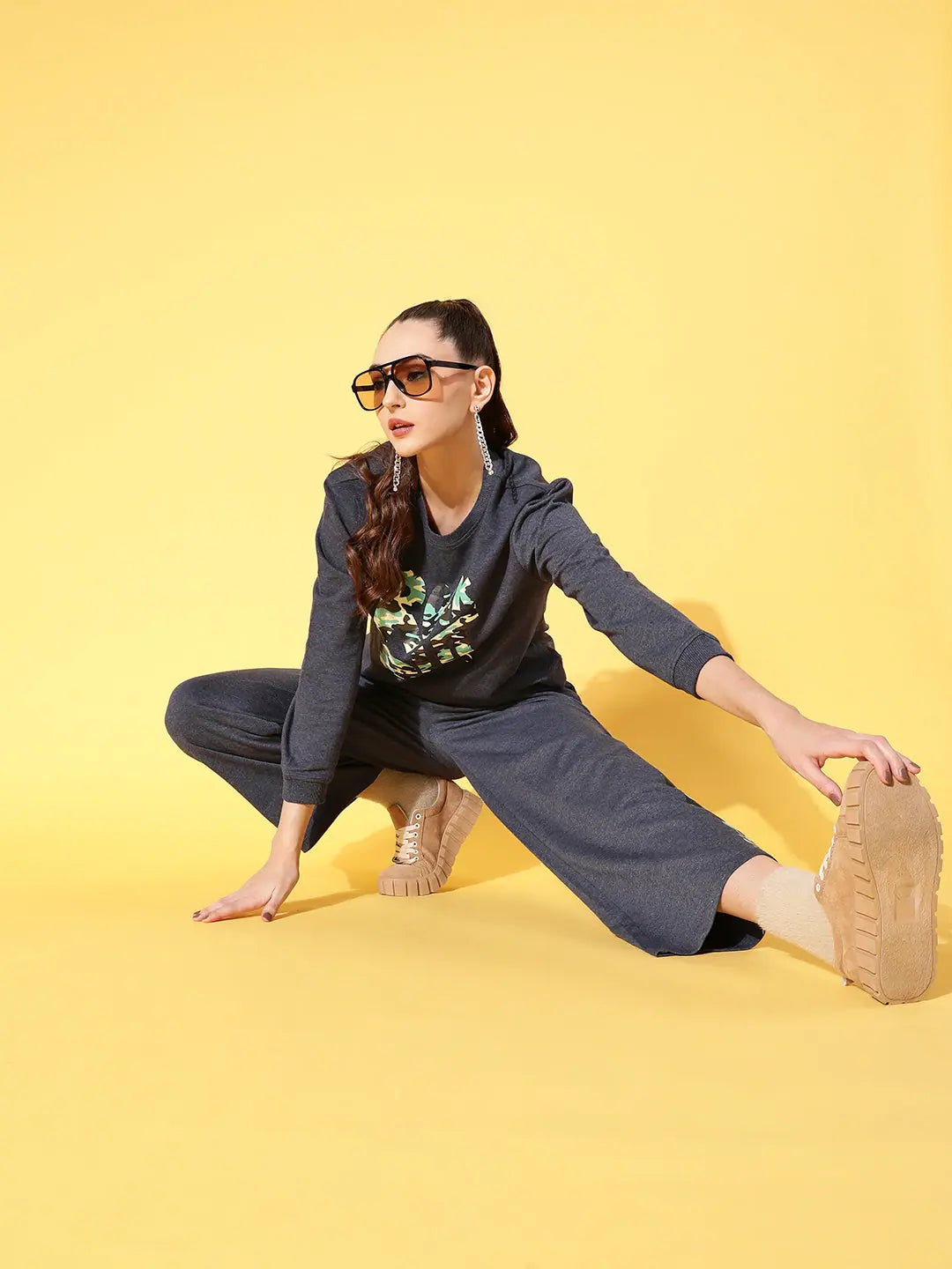 Women's Blue Terry ROCK OUT Sweatshirt - Stylish Cotton Top