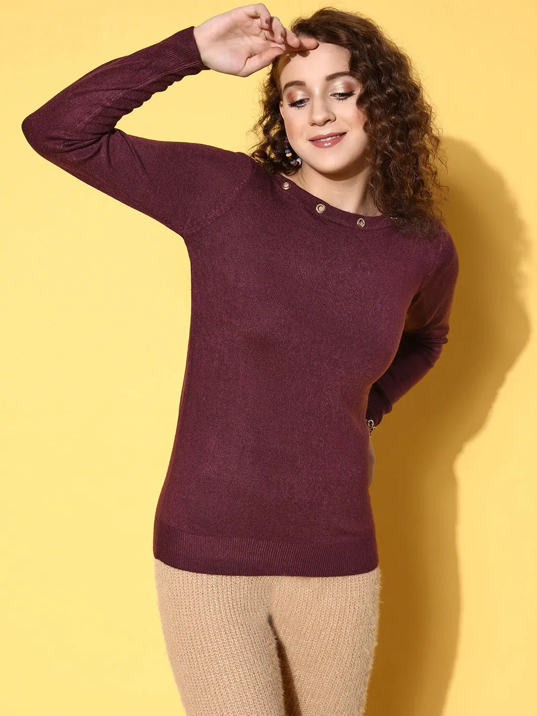 Purple Eyelet Boat Neck Sweater | Women's Western Clothing