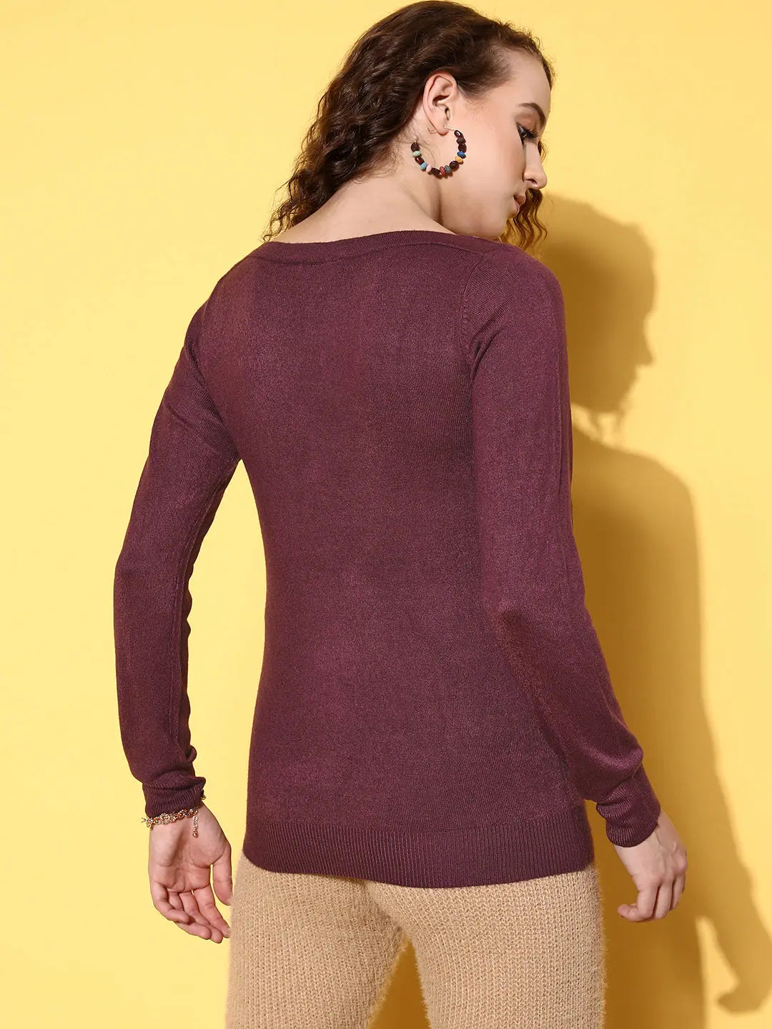 Purple Eyelet Boat Neck Sweater | Women's Western Clothing
