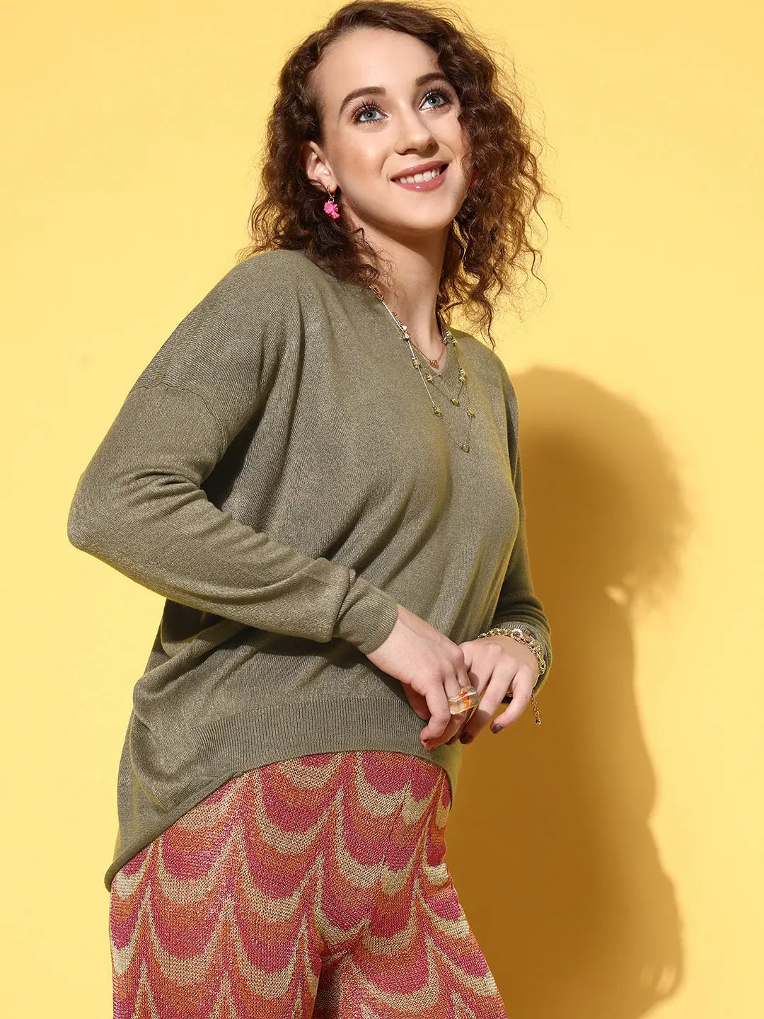 Olive High-Low Sweater - Women's Western Clothing Online