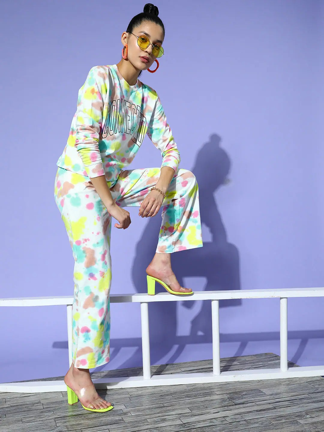 Tie-Dye Women's Sweatshirt | Pink & Blue Ethnic Lehenga Style