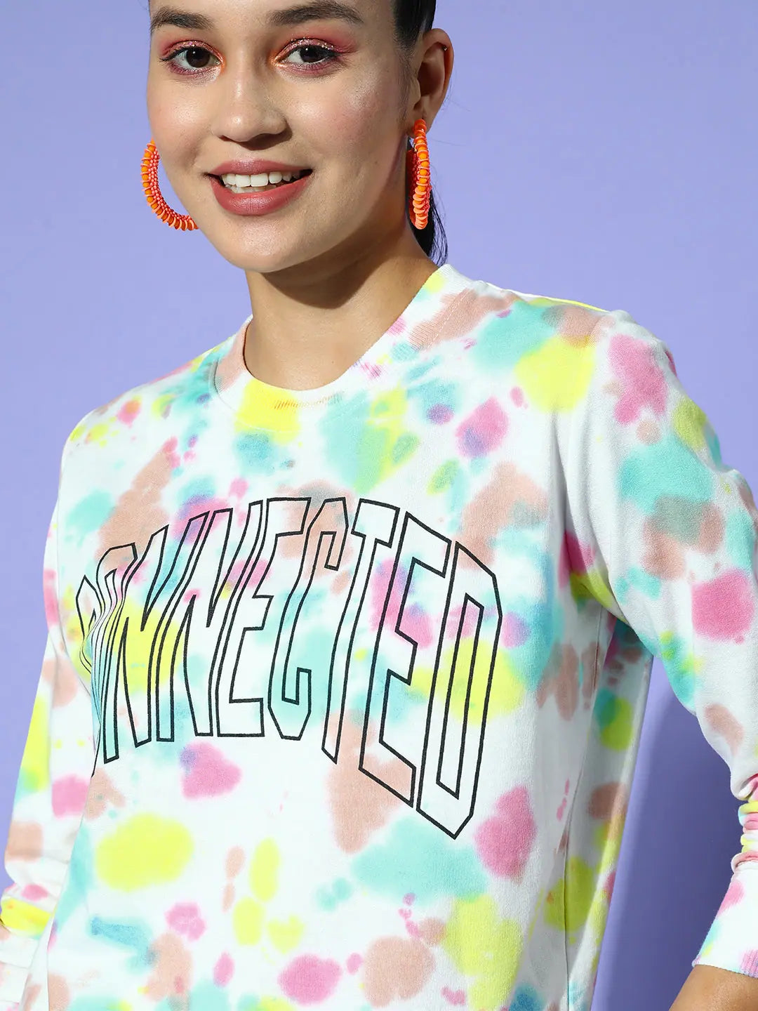 Tie-Dye Women's Sweatshirt | Pink & Blue Ethnic Lehenga Style