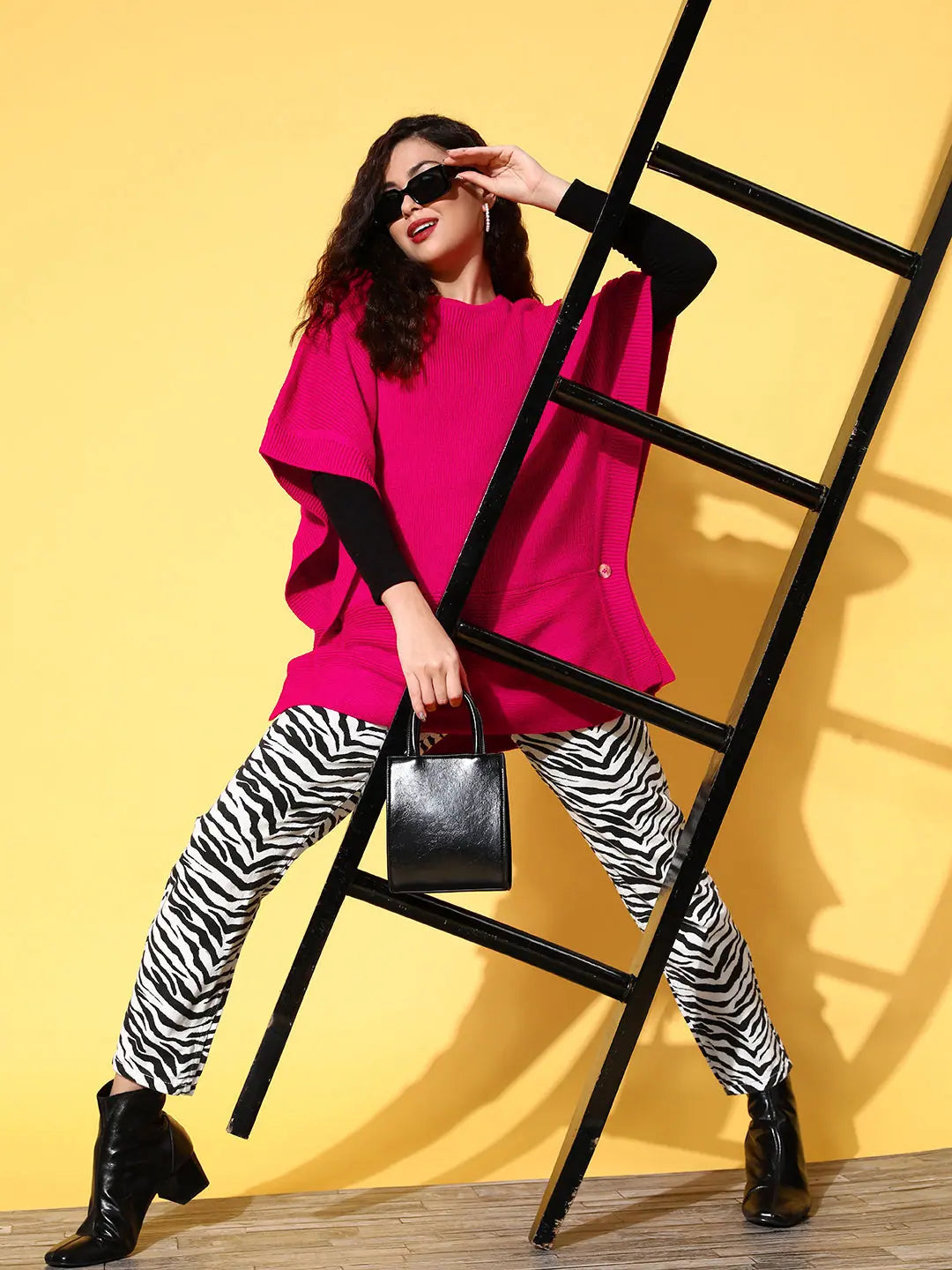 Fuchsia Knit Poncho Sweater | Women's Western Wear Online