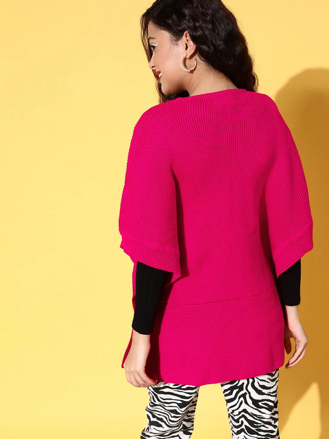 Fuchsia Knit Poncho Sweater | Women's Western Wear Online
