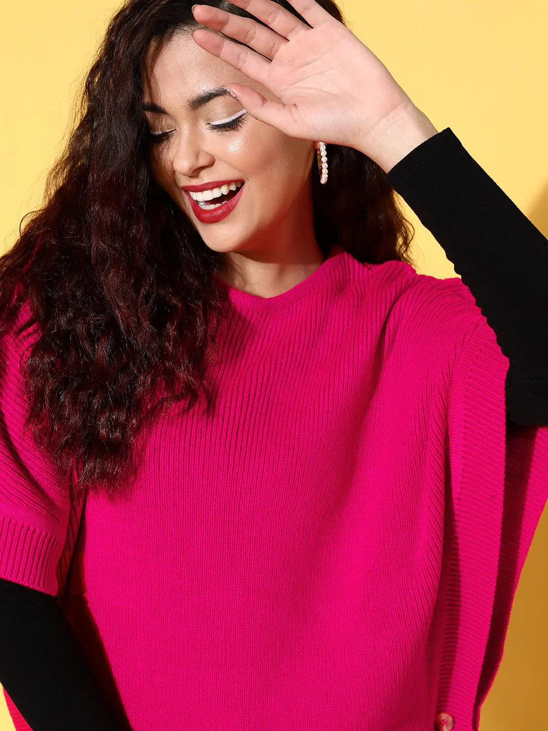 Fuchsia Knit Poncho Sweater | Women's Western Wear Online