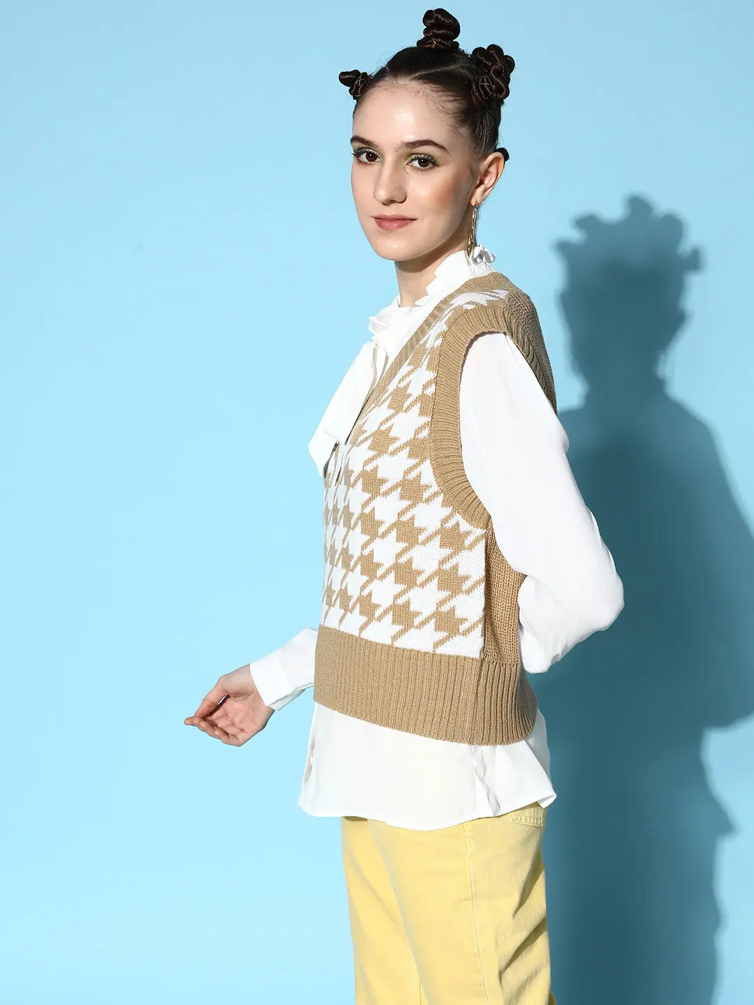 Brown Houndstooth Sweater Vest | Women's Western Clothing