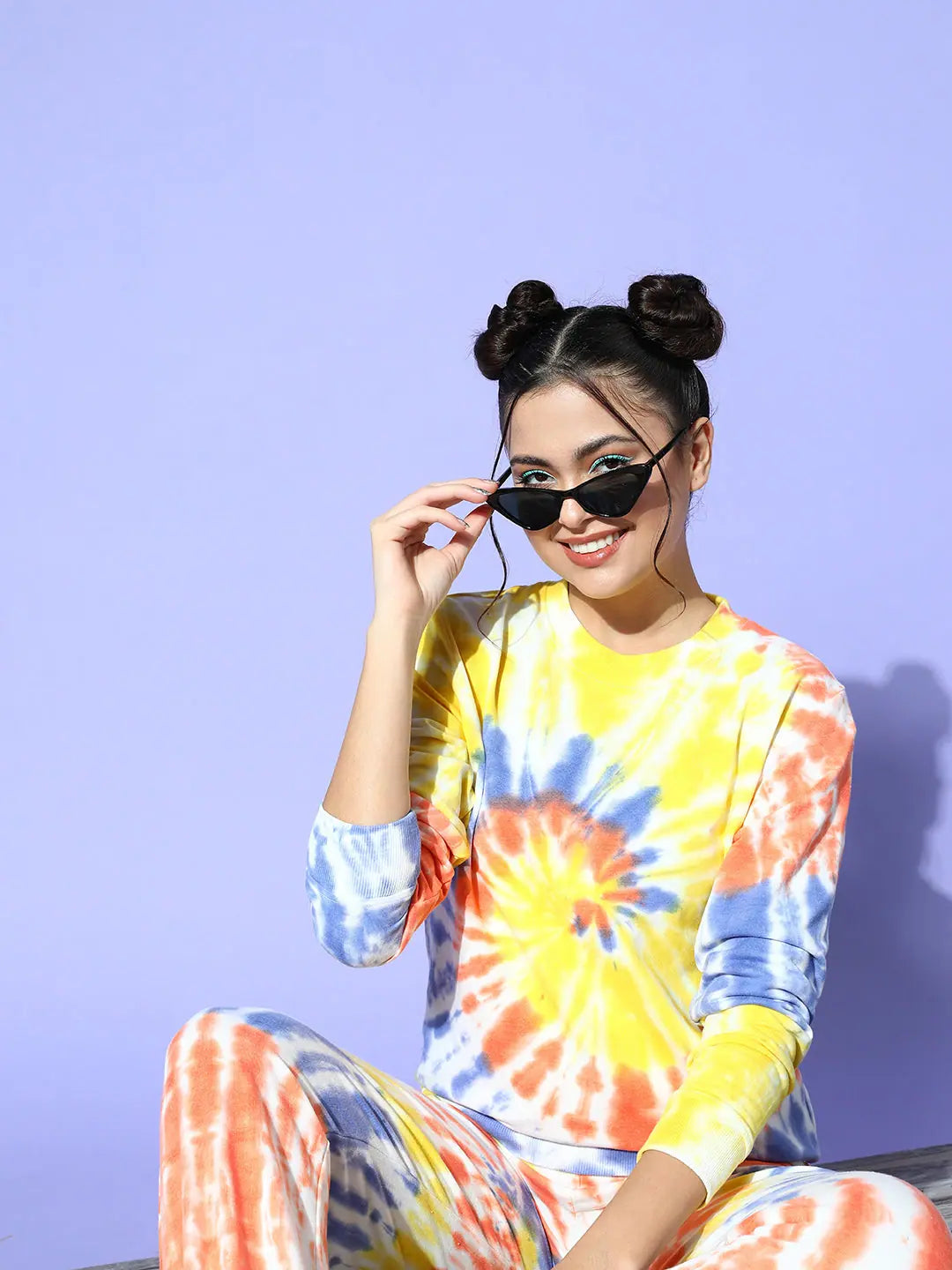 Tie-Dye Sweatshirt - Women's Blue & Rust Terry Spiral Top