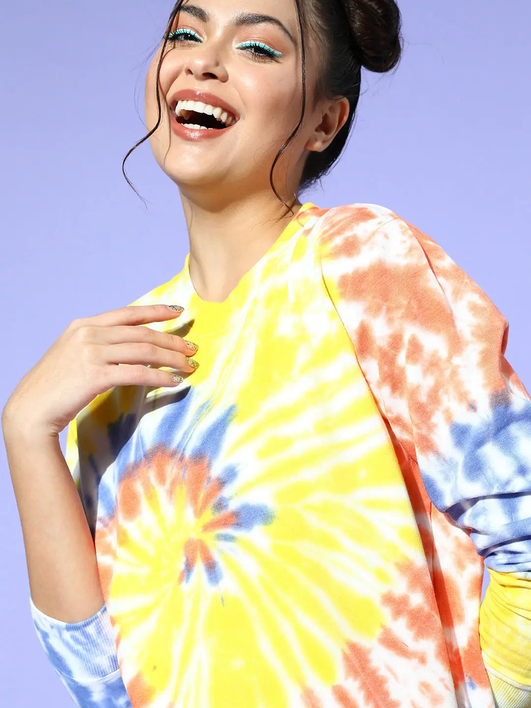 Tie-Dye Sweatshirt - Women's Blue & Rust Terry Spiral Top