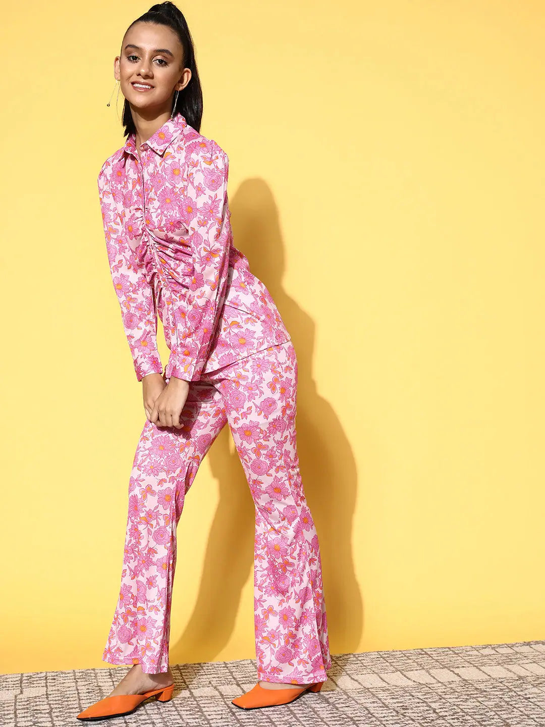 Printed Pink Jumpsuits & Sets - Women's Floral Two-Piece