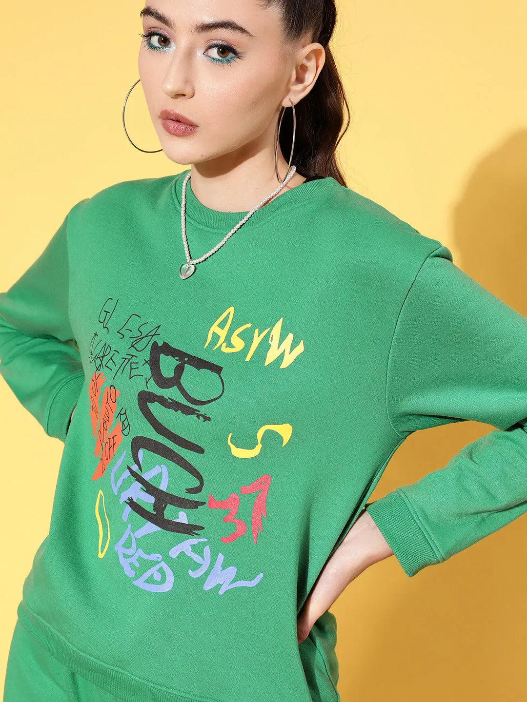 Women's Green Fleece BUSH Sweatshirt and Joggers Set