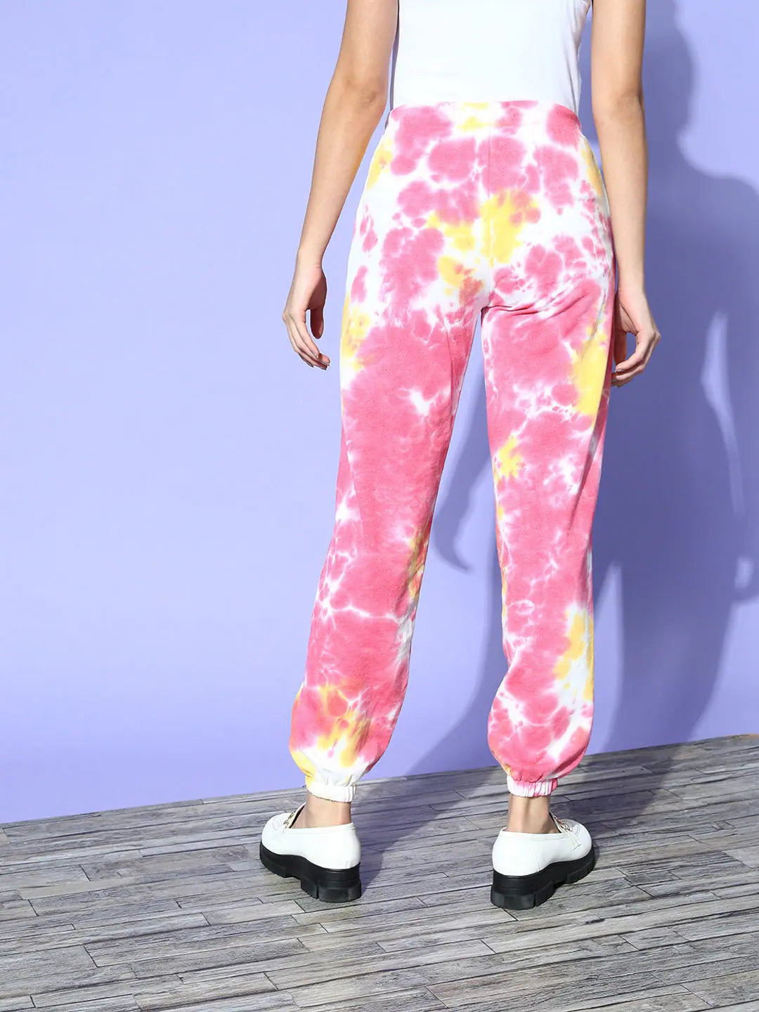 Tie-Dye Joggers for Women - Pink & Yellow Western Outfit