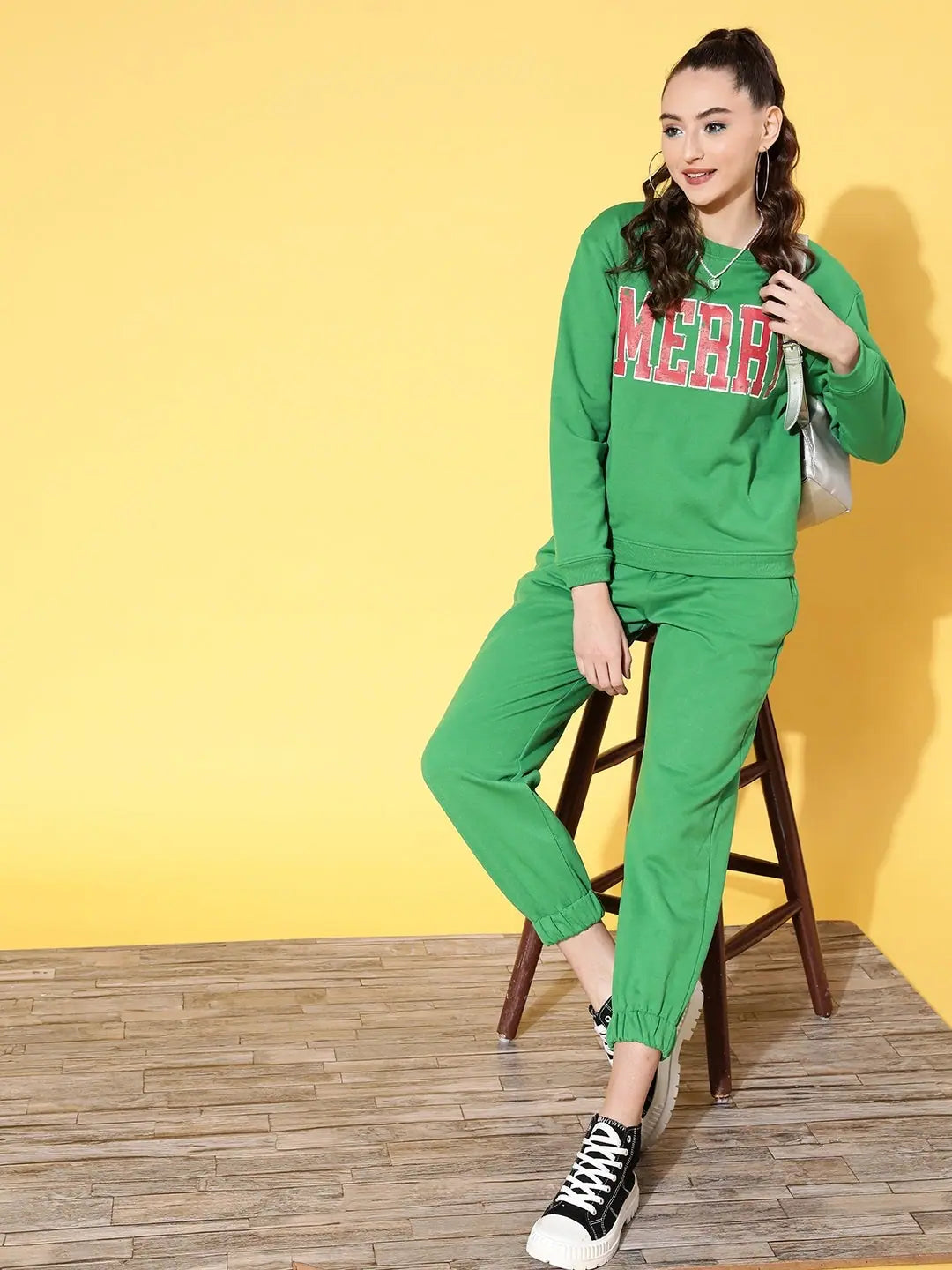 Green Fleece Joggers - Lehenga for Women Casual Cotton Bottoms