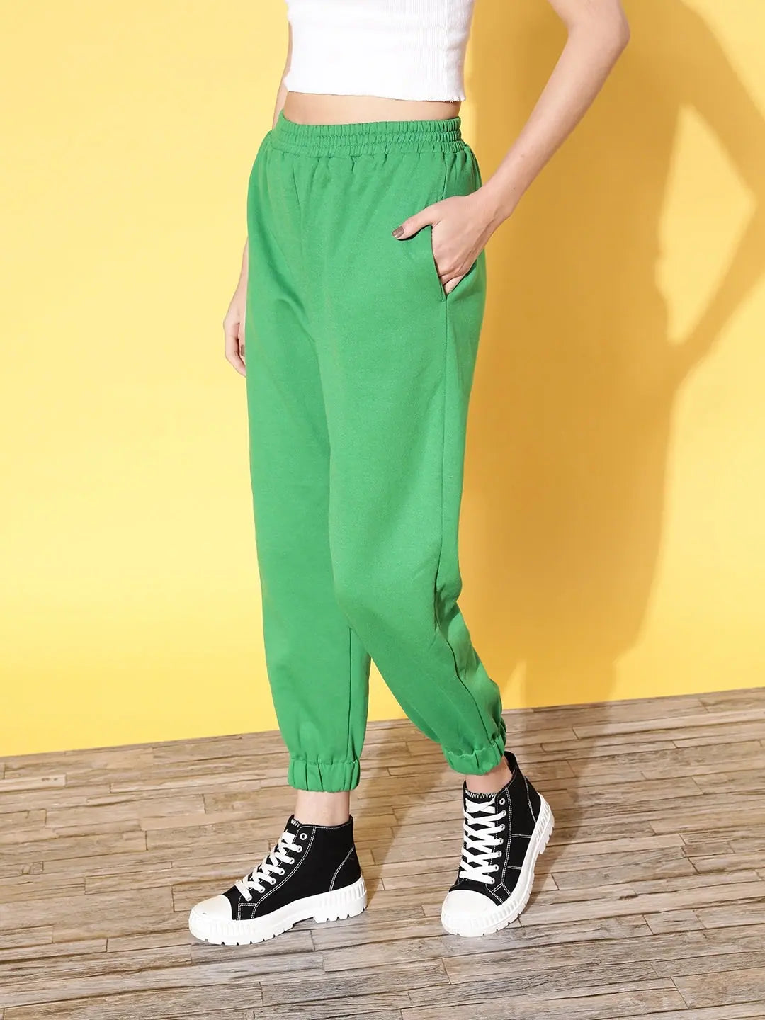Green Fleece Joggers - Lehenga for Women Casual Cotton Bottoms