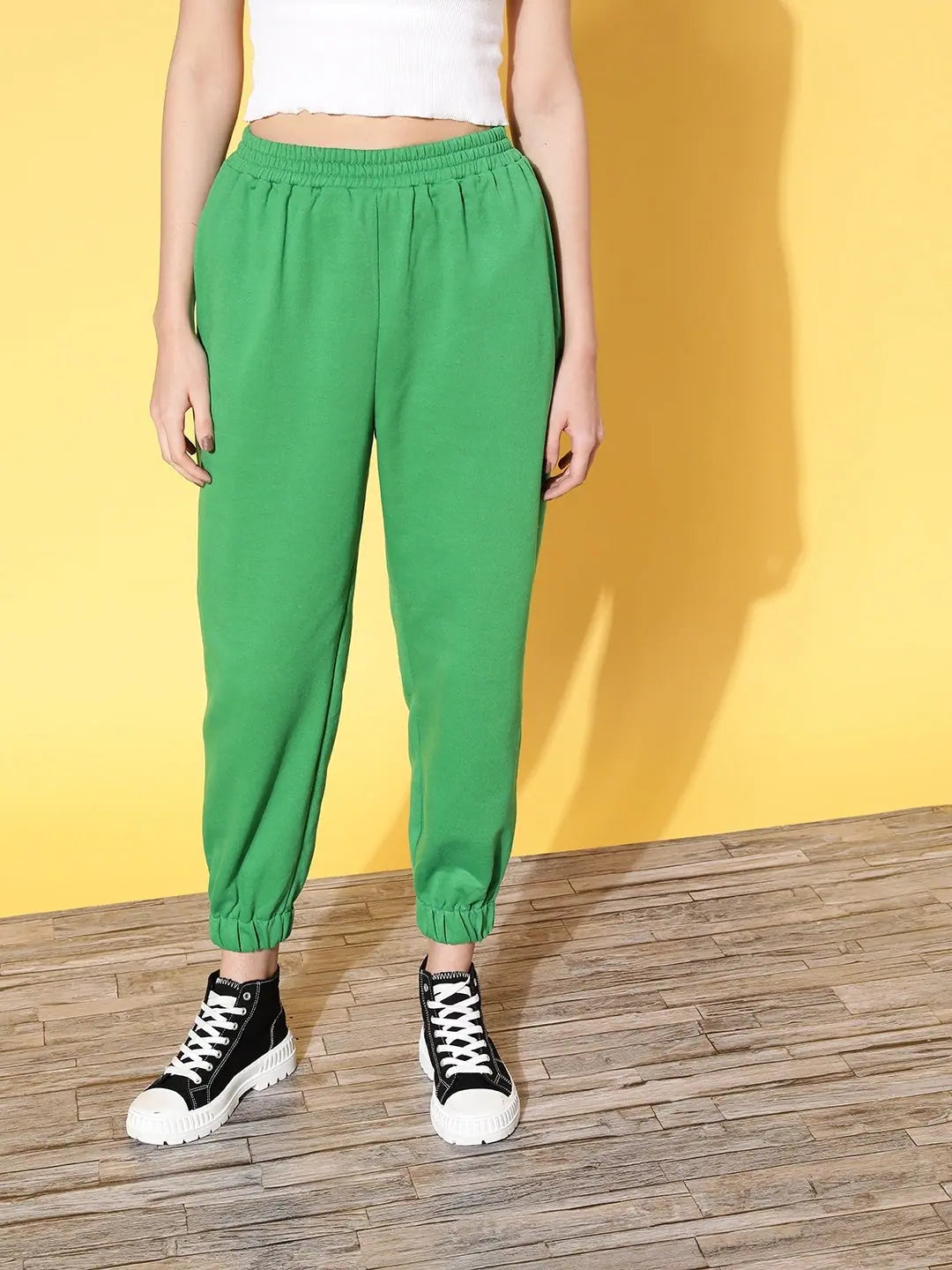 Green Fleece Joggers - Lehenga for Women Casual Cotton Bottoms