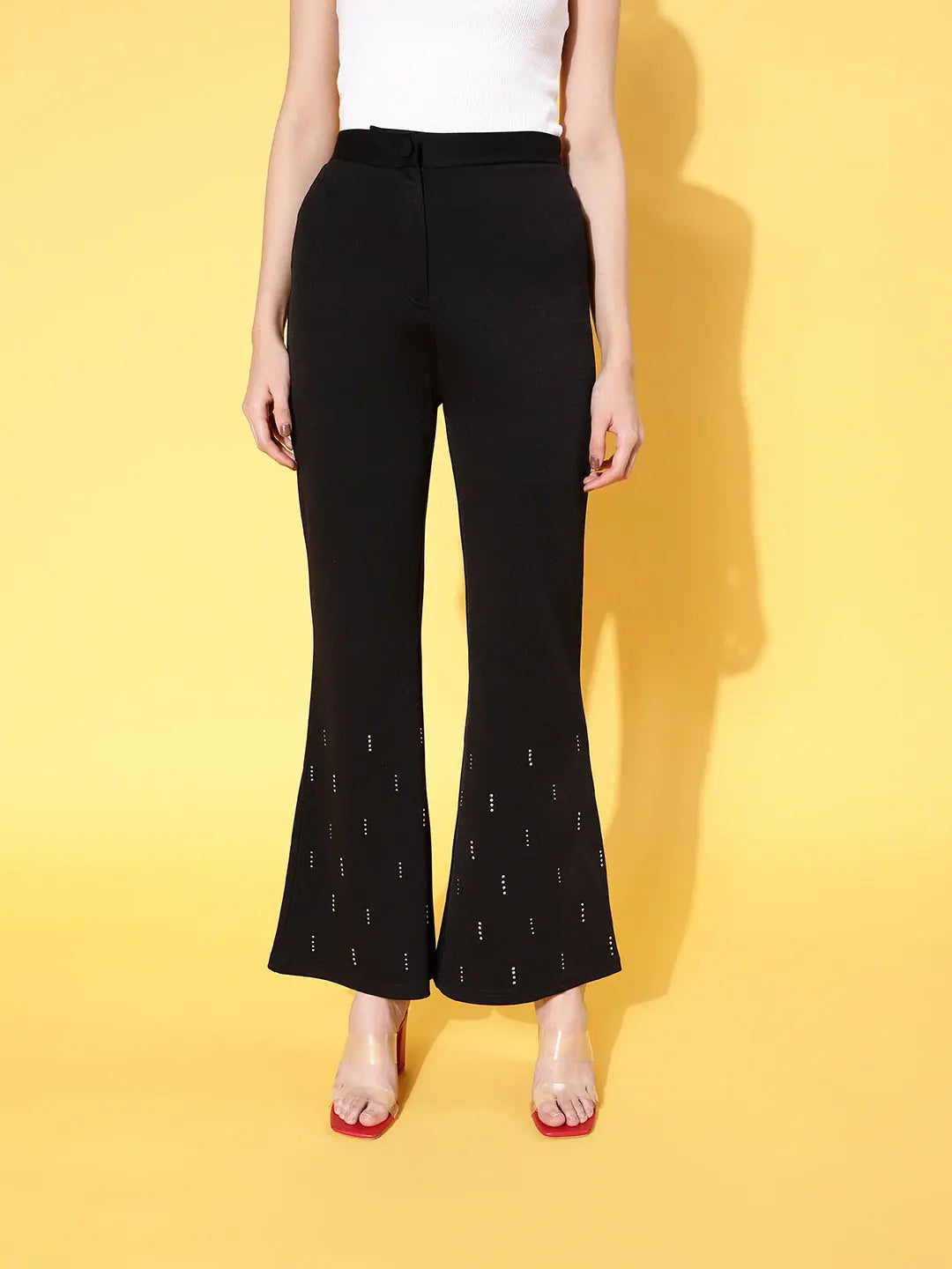 Black Studded Bellbottom Pants | Designer Lehenga for Women