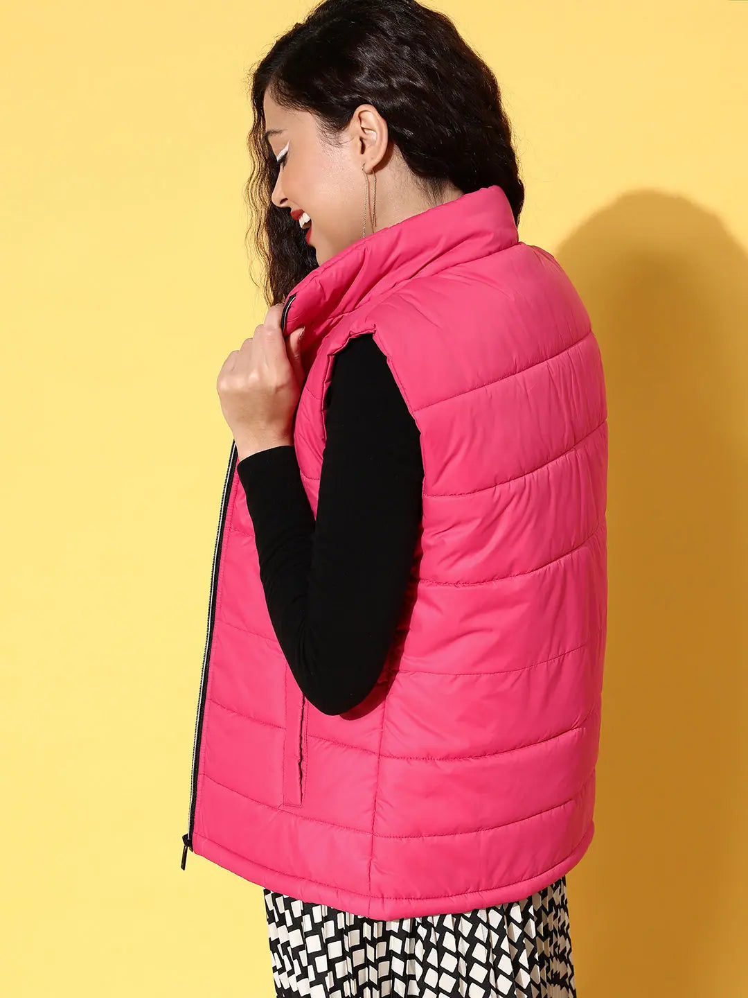 Fuschia Sleeveless Jacket - Women's Fashion Jackets