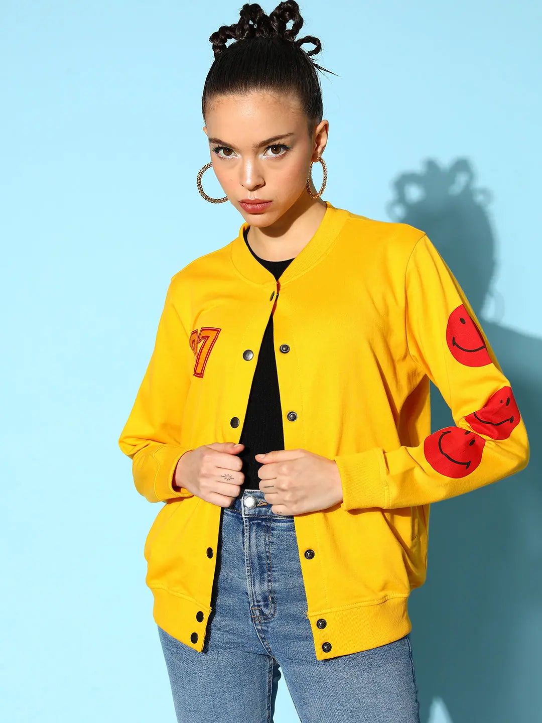 Women's Yellow Varsity Jacket | Trendy Women's Fashion Jackets
