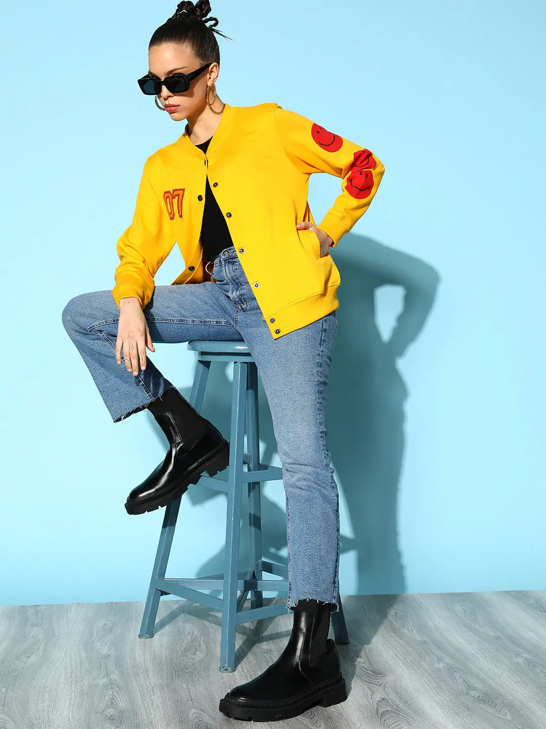 Women's Yellow Varsity Jacket | Trendy Women's Fashion Jackets