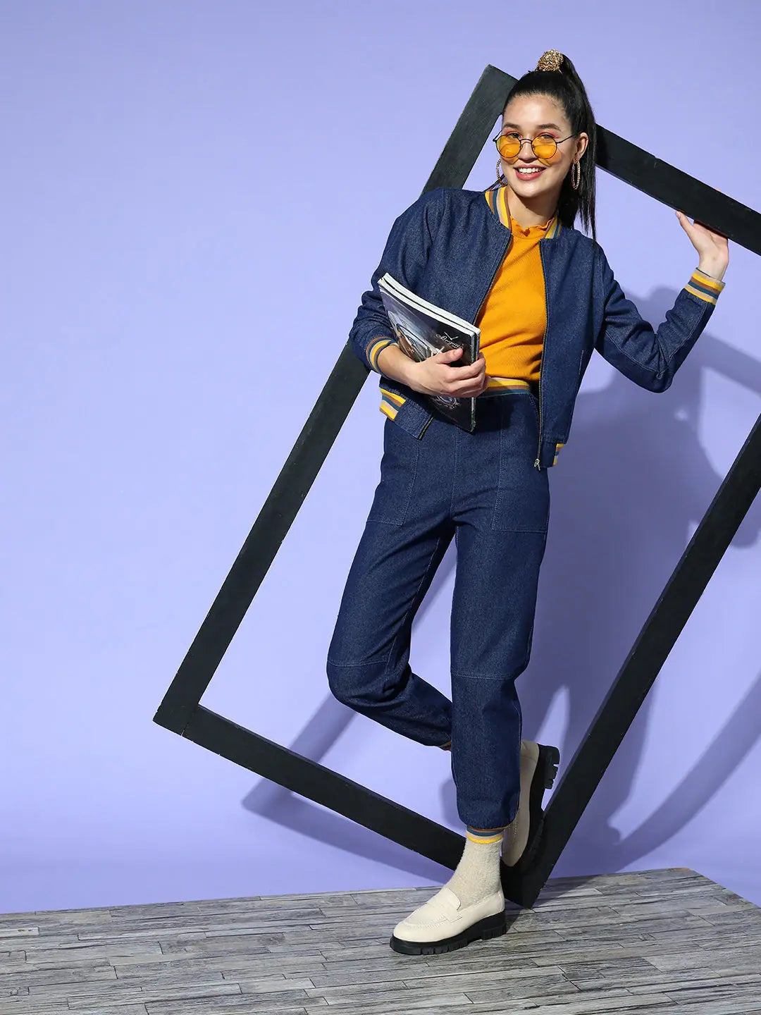 Women's Denim Bomber Jacket | Trendy Women's Outerwear