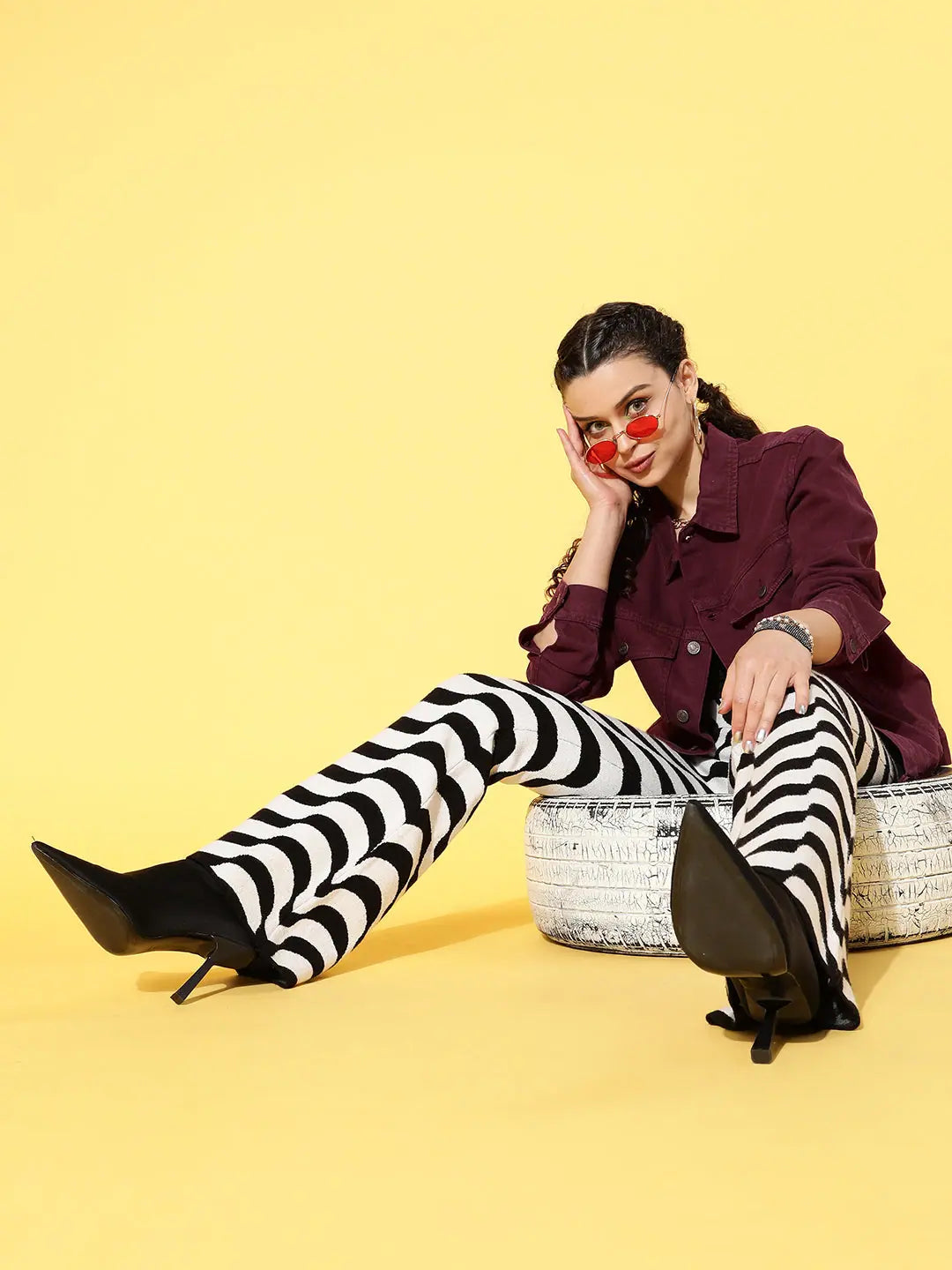 Burgundy Denim Jacket | Women's Fashion Jackets with Pockets