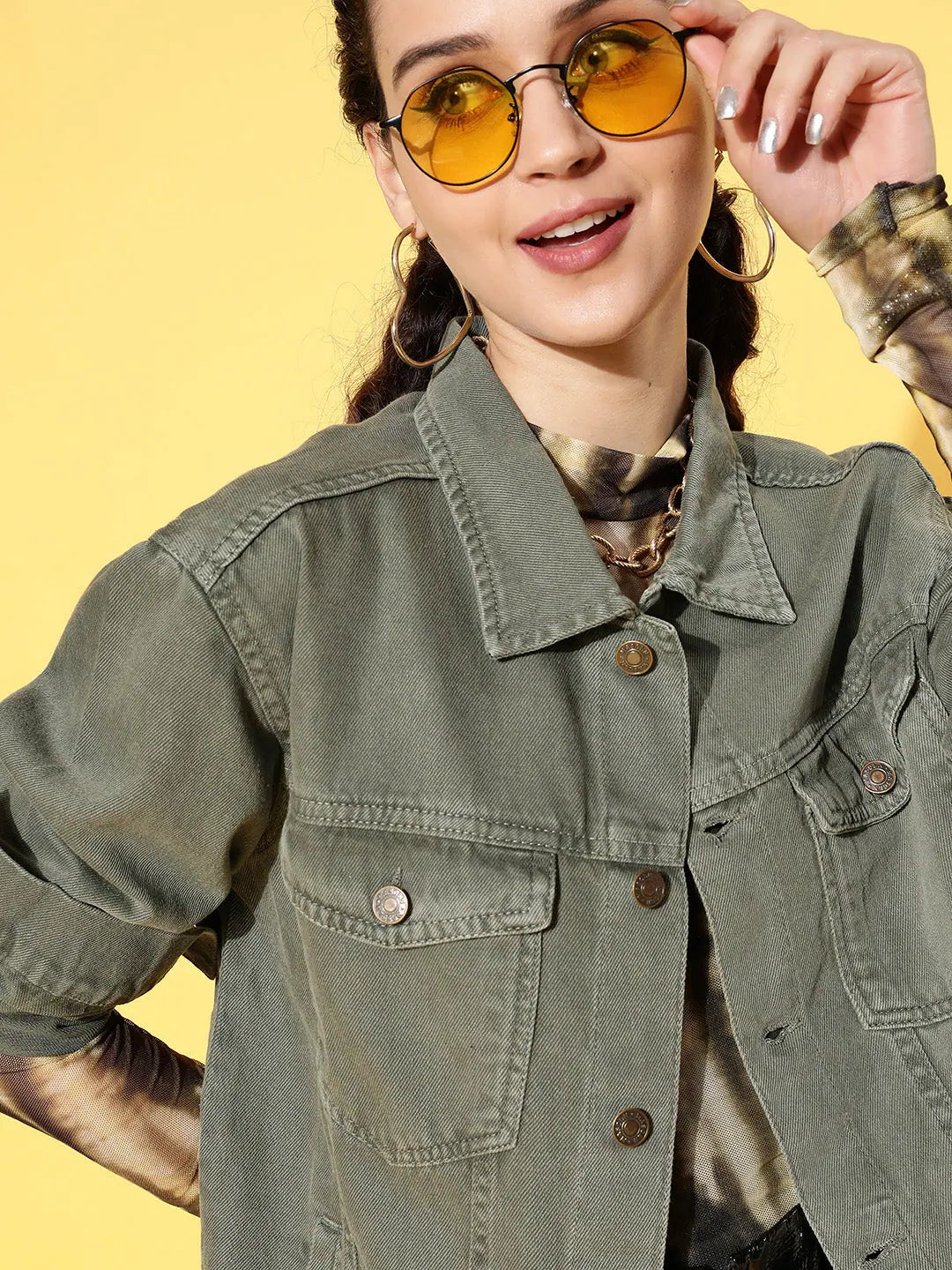 Olive Denim Jacket - Women's Outerwear & Trendy Women's Jackets