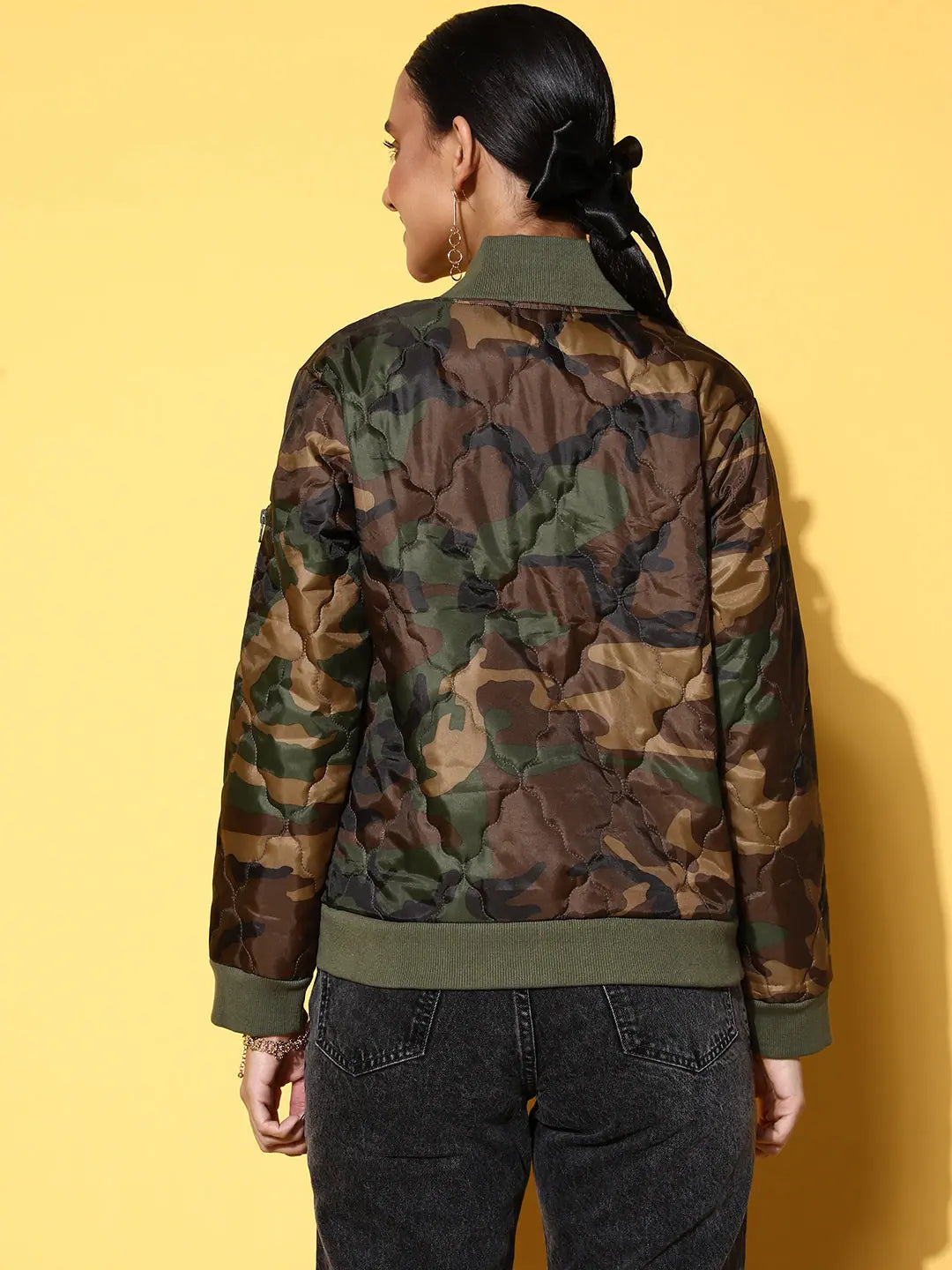Women's Olive Camo Puffer Jacket | Trendy Women's Jackets