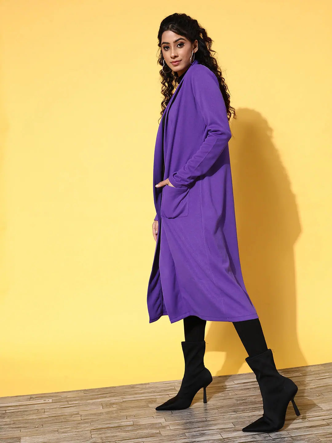 Purple Ribbed Shrug - Trendy Women's Jackets & Outerwear