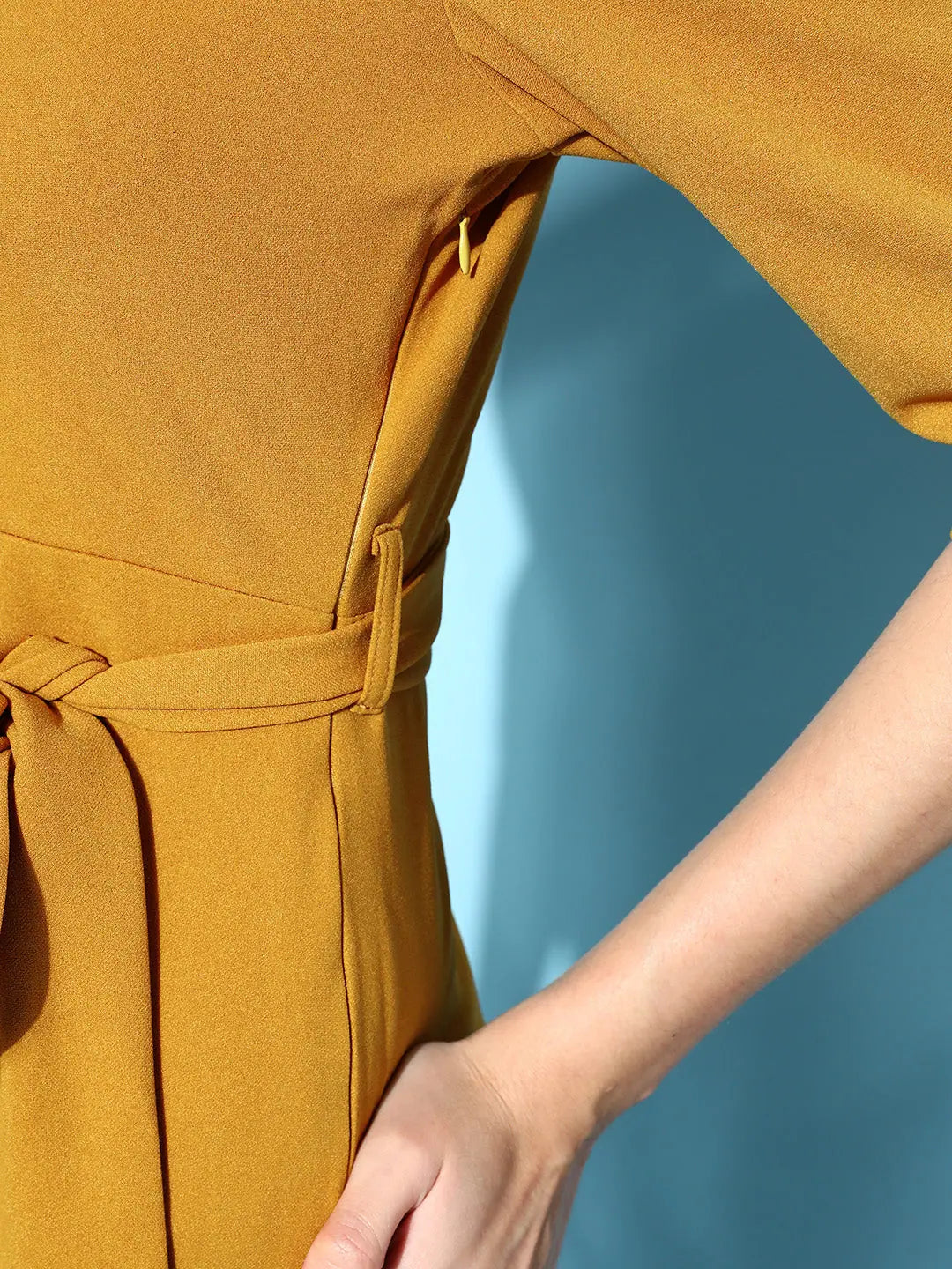 Women's Mustard Bodycon Dress | Canton Wrap Midi Dress