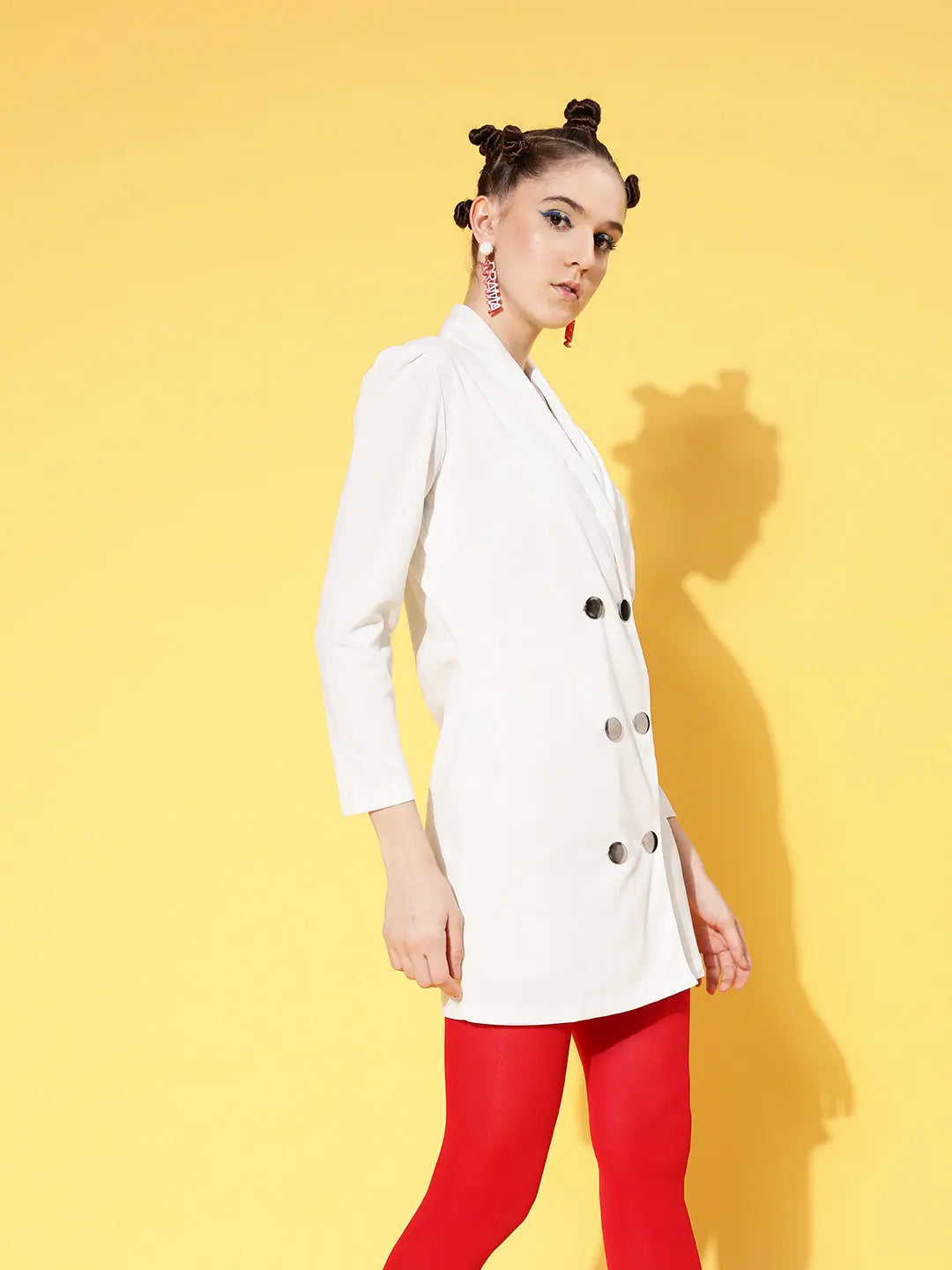 White Double Breasted Blazer Dress | Women's Party Wear