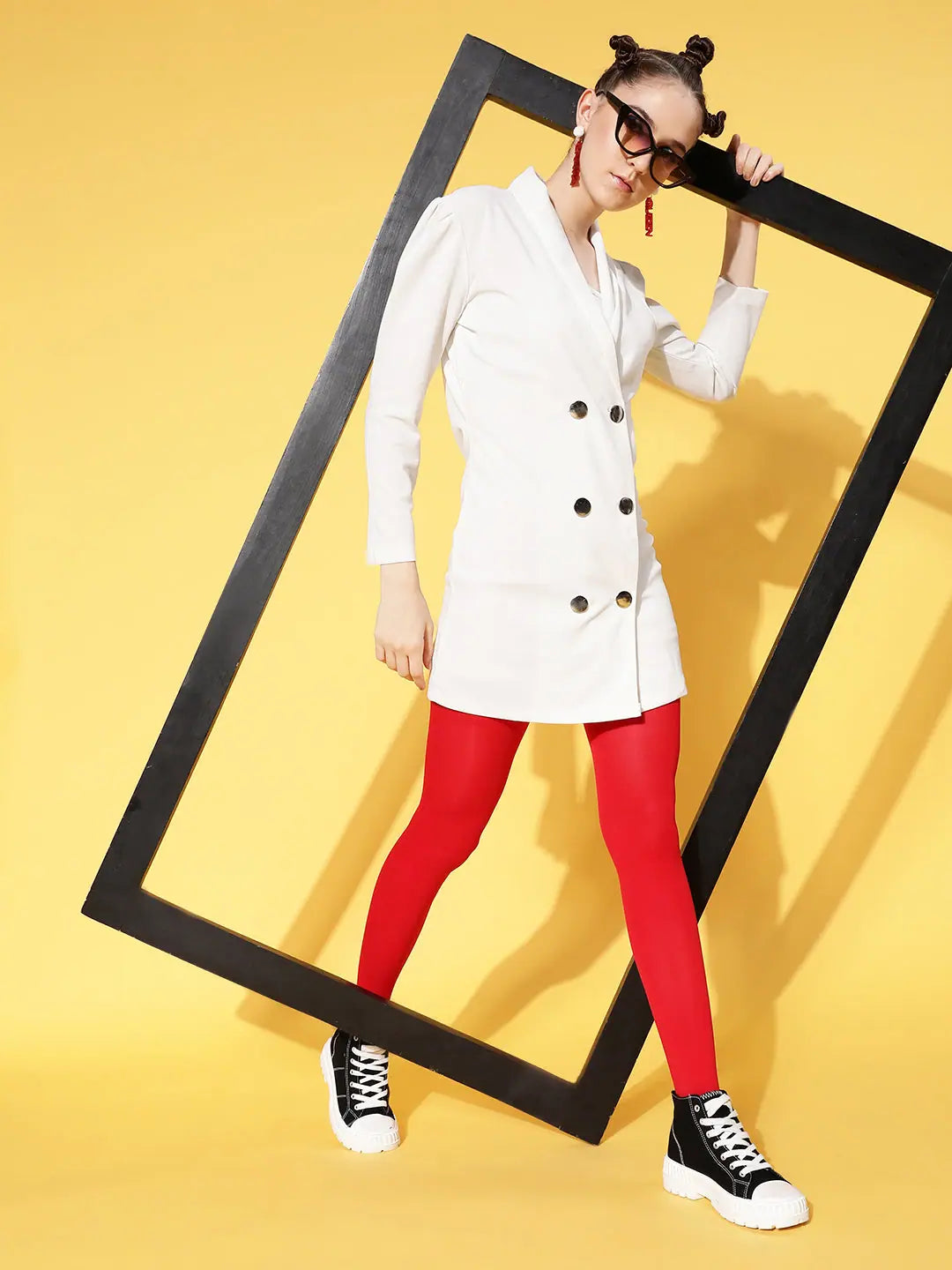 White Double Breasted Blazer Dress | Women's Party Wear