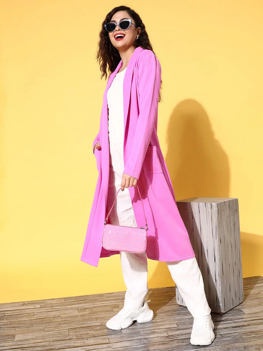 Women Solid Mauve Full Sleeve Jacket 1080