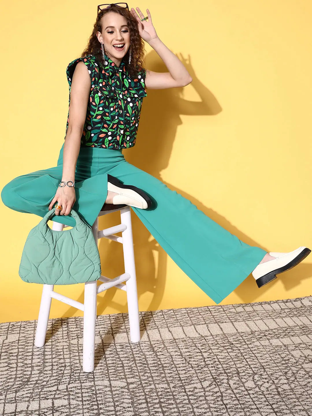 Green Tropical Crop Jacket - Trendy Women's Fashion Jackets