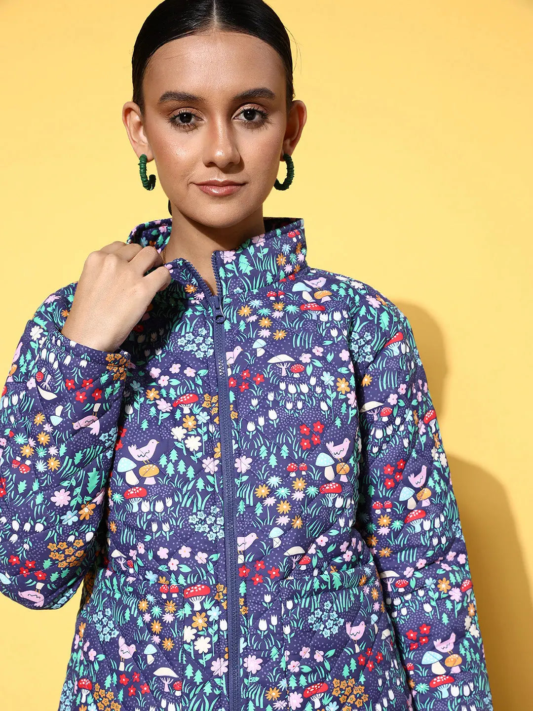 Purple Floral Puffer - Women's Outerwear and Fashion Jackets