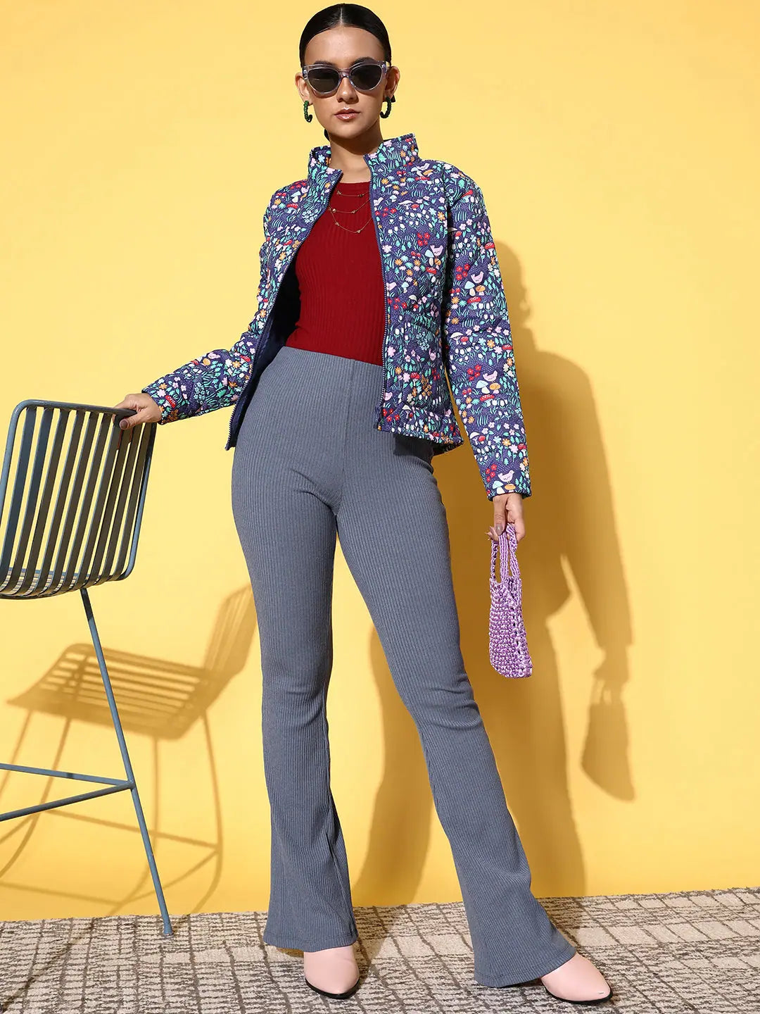 Purple Floral Puffer - Women's Outerwear and Fashion Jackets