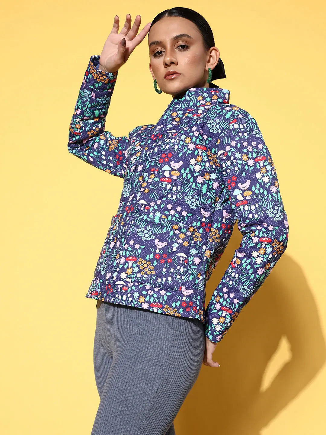 Purple Floral Puffer - Women's Outerwear and Fashion Jackets