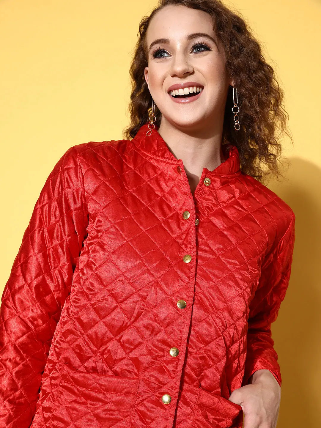 Red Satin Puffer Jacket - Trendy Women's Winter Coats Online