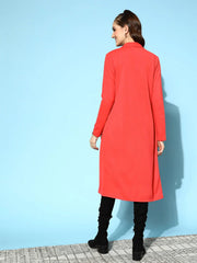 Women Solid Red Full Sleeve Jacket