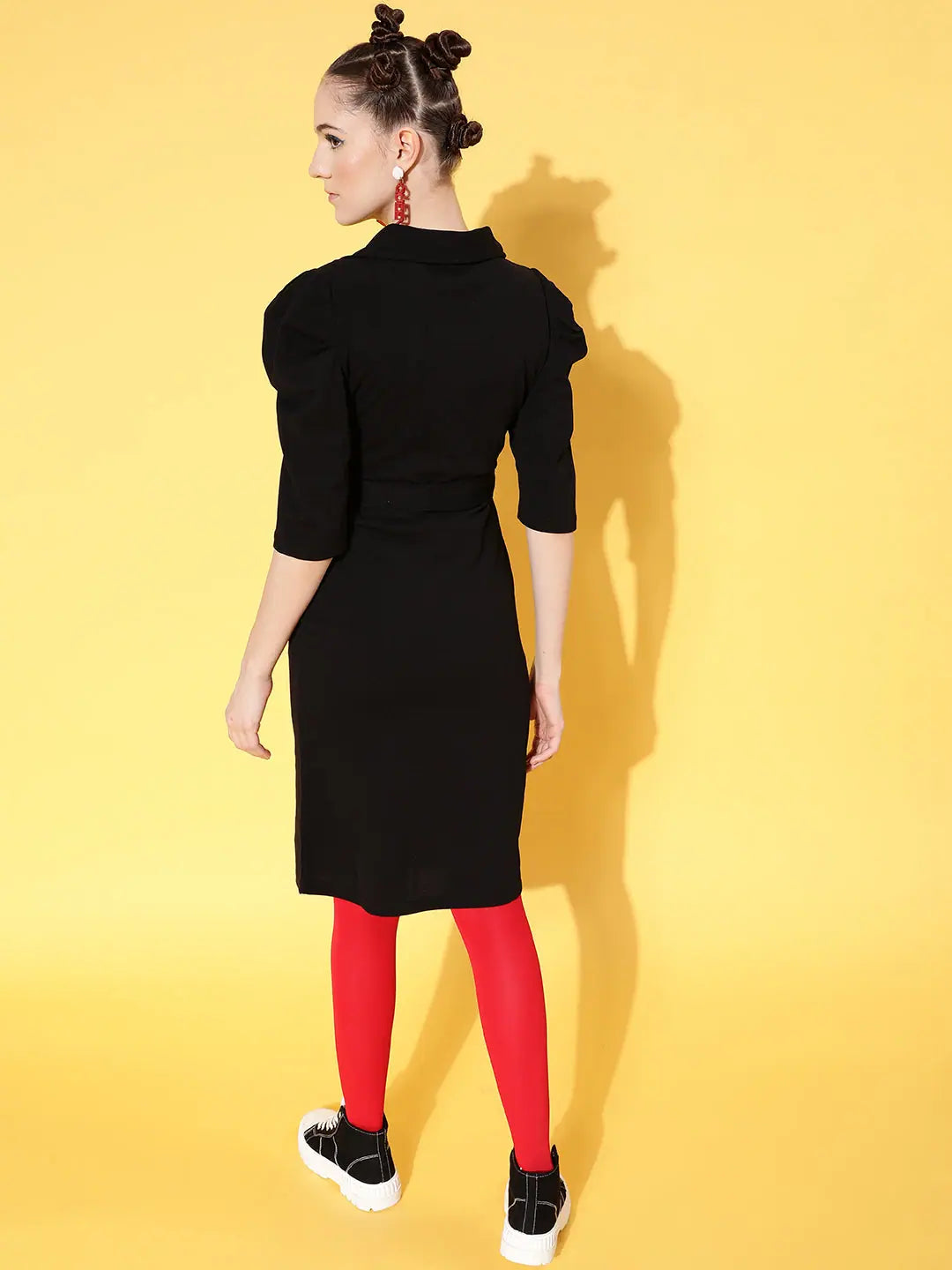 Black Wrap Midi Bodycon Dress | Designer Lehenga