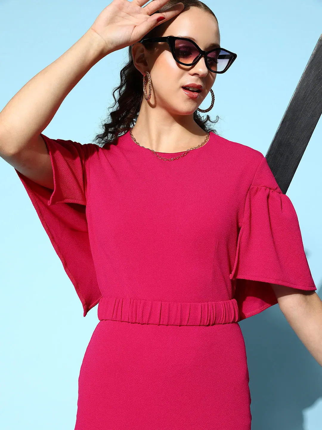 Fuchsia Midi Dress | Women's Slim Fit Lehenga Choli Style