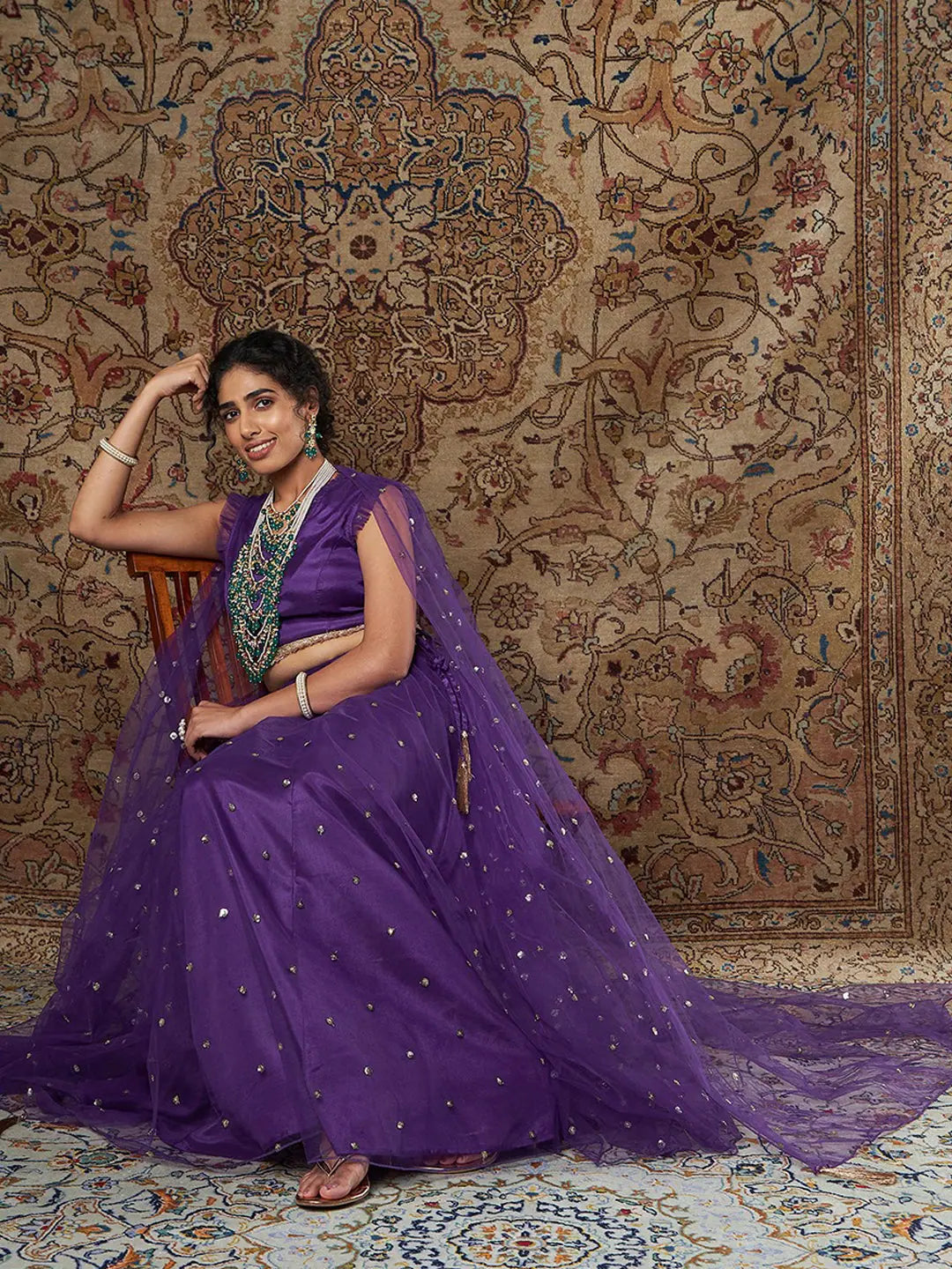 Purple Crepe Lehenga Choli with Dupatta | Women's Fashion