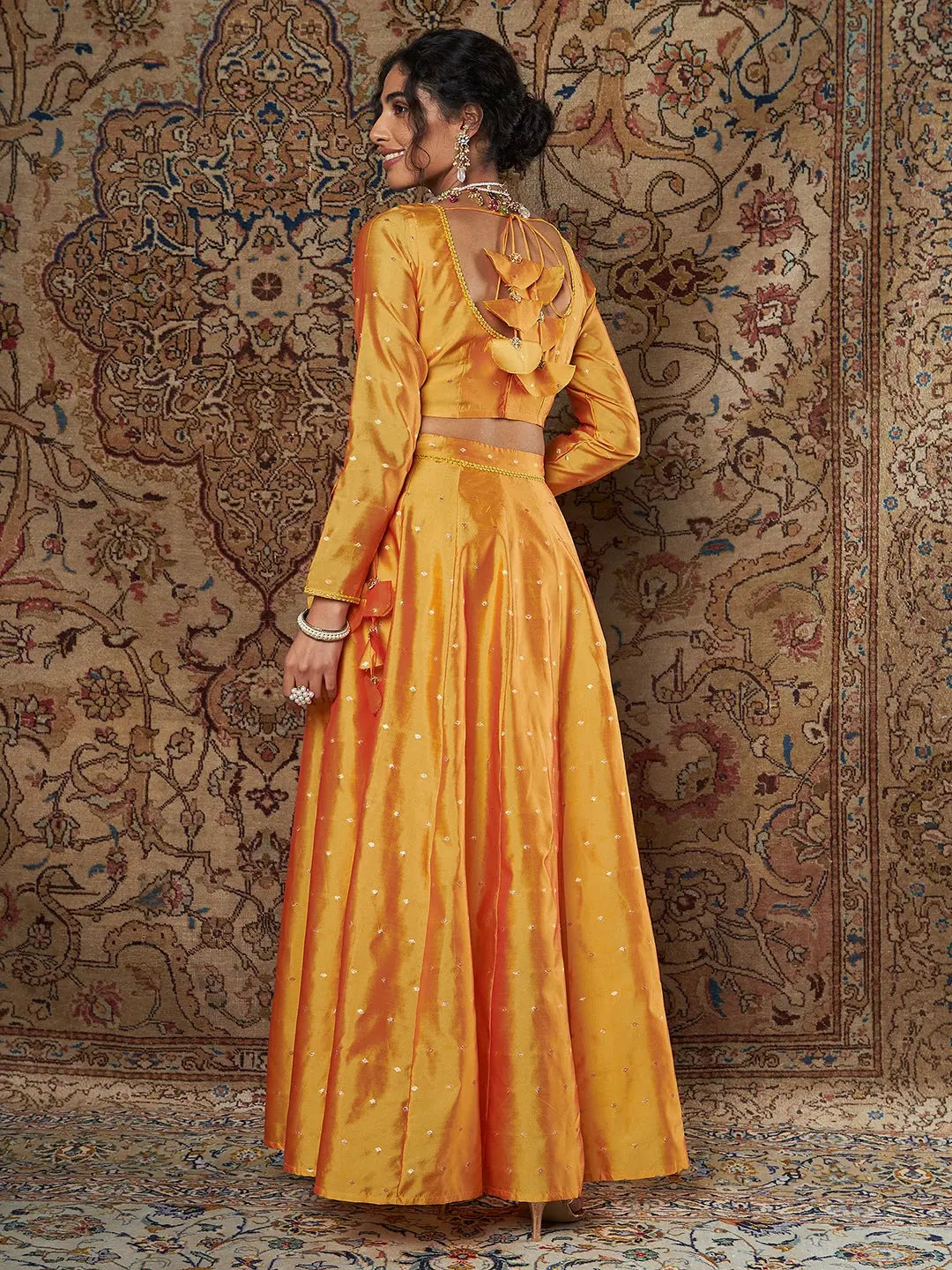 Mustard Jacquard Lehenga: Women's Party Wear Lehenga Choli