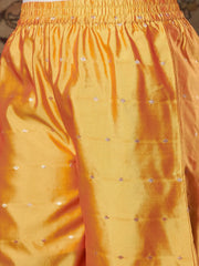 Women Mustard Zari Embroidered Kurta With Palazzo Pants
