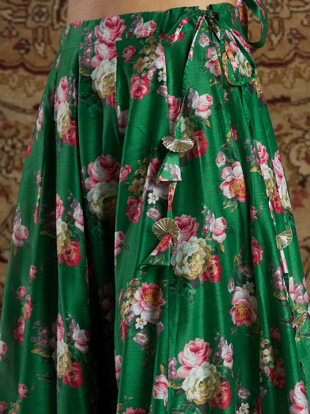 Green Floral Lehenga Choli: Designer Women's Wedding Lehenga