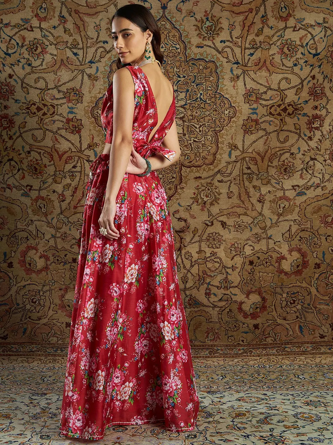 Maroon Floral Lehenga Choli: Women's Designer Lehenga for Party