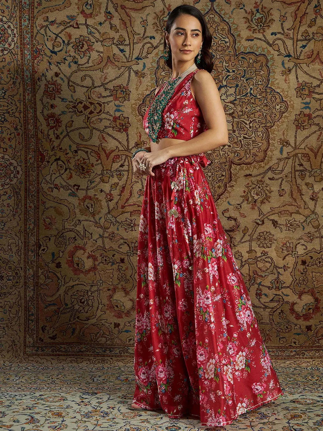 Maroon Floral Lehenga Choli: Women's Designer Lehenga for Party