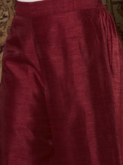 Women Sea Green Floral Velvet Kurta With Palazzo Pants