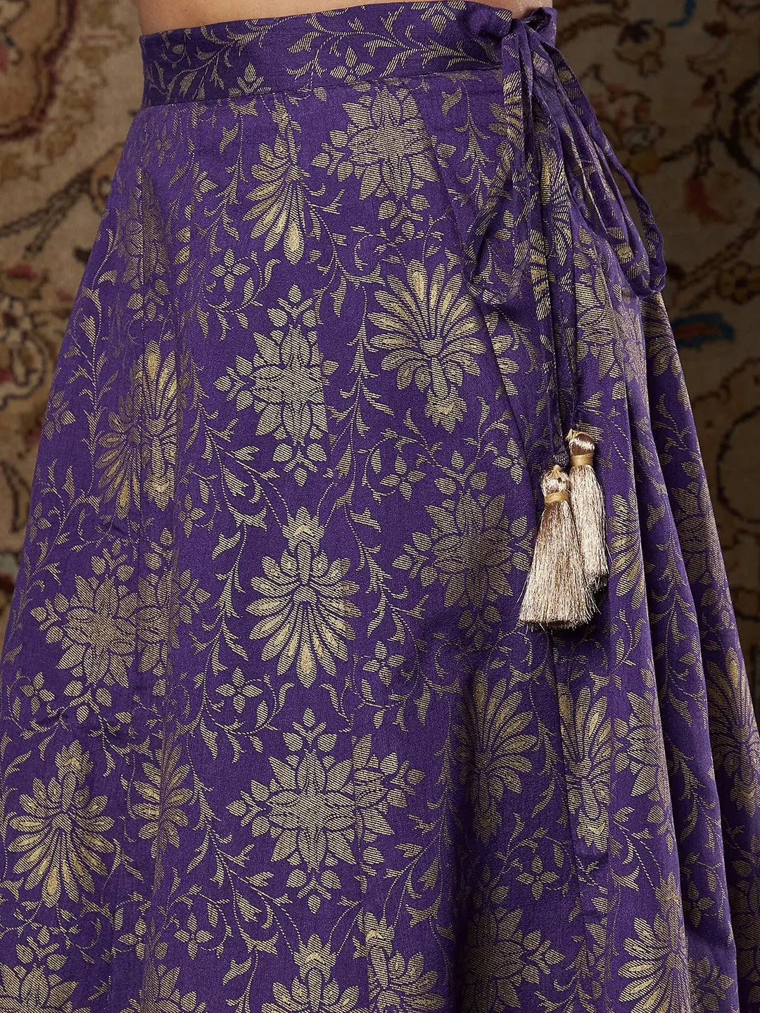 Purple Brocade Lehenga - Women's Traditional Indian Lehenga